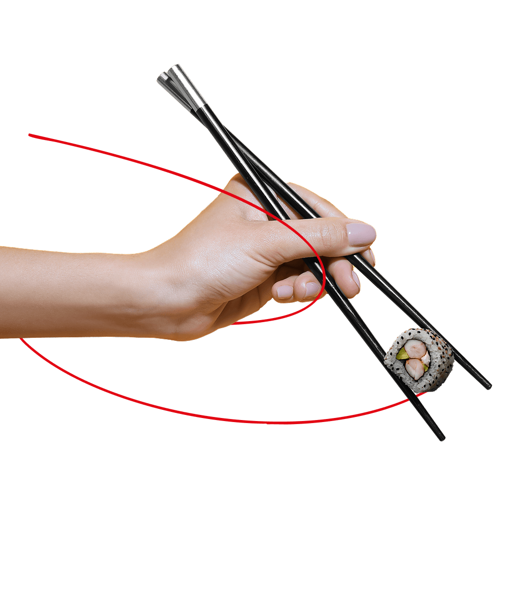 Mano con palillos